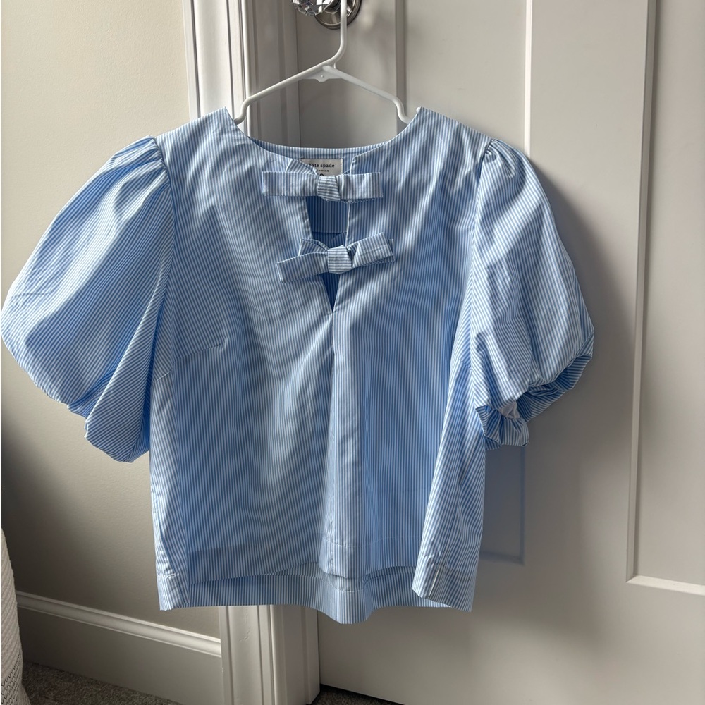 Kate Spade Blue and White Striped Top